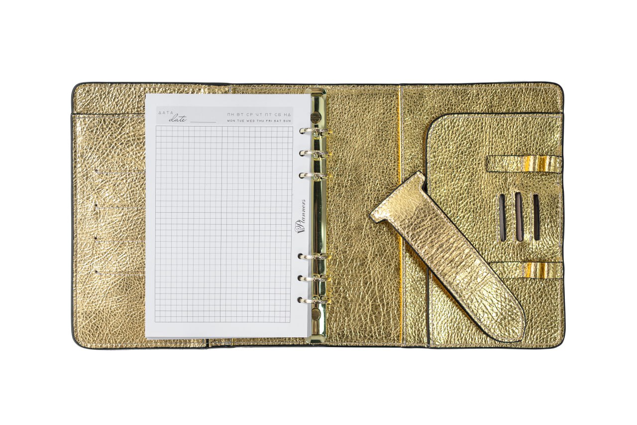 Gold Natural Italian Leather Planner A5, gift for her, perfect planner, Ring Planner Agenda A5 Six Ring Planner and Ring Personal Planner.
