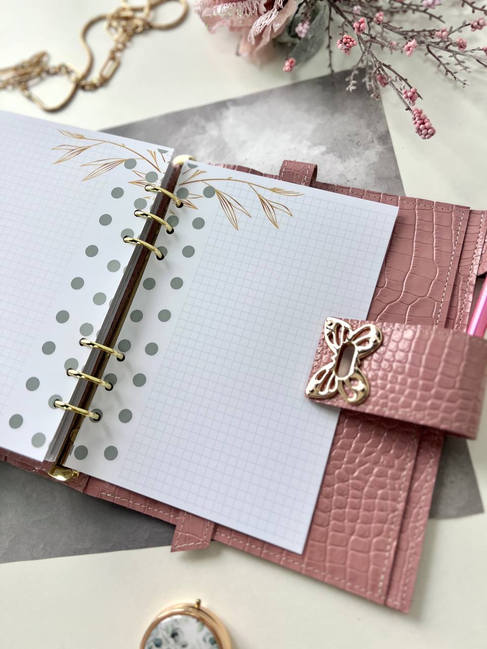 Natural Italian Leather Pink Planner A5, Ringbuch a5, Leather template, A5 ring binder,Binder a5,Leather wallet template,Binder wallet.