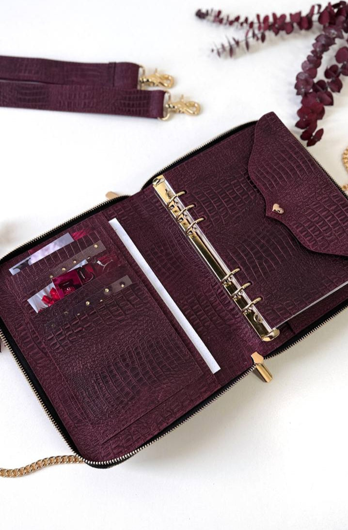 Discover the Perfect Union of Form and Function with Our Burgundy Croc A5 Bag-Planner