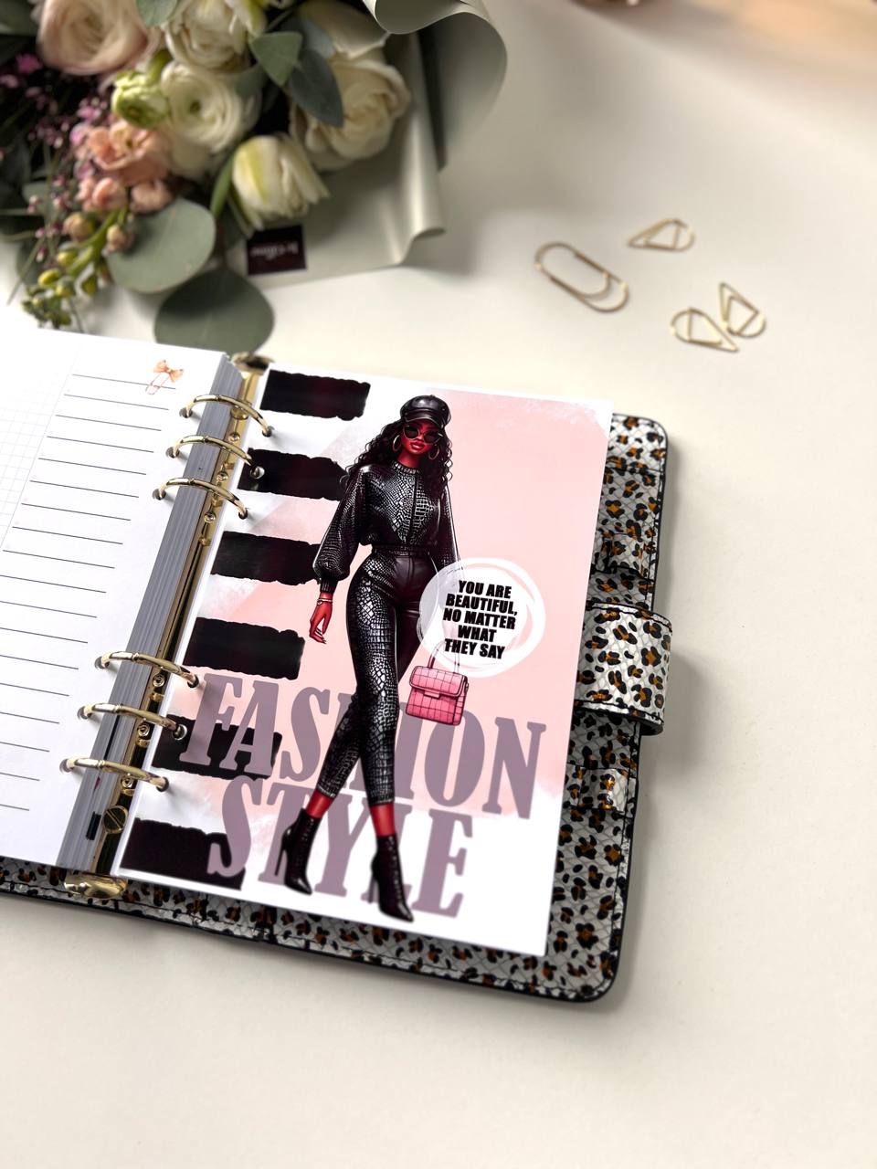 Leopard Leather Planner A5, gift for her, perfect planner, Ring Planner Agenda A5 Six Ring Planner and Ring Personal Planner.
