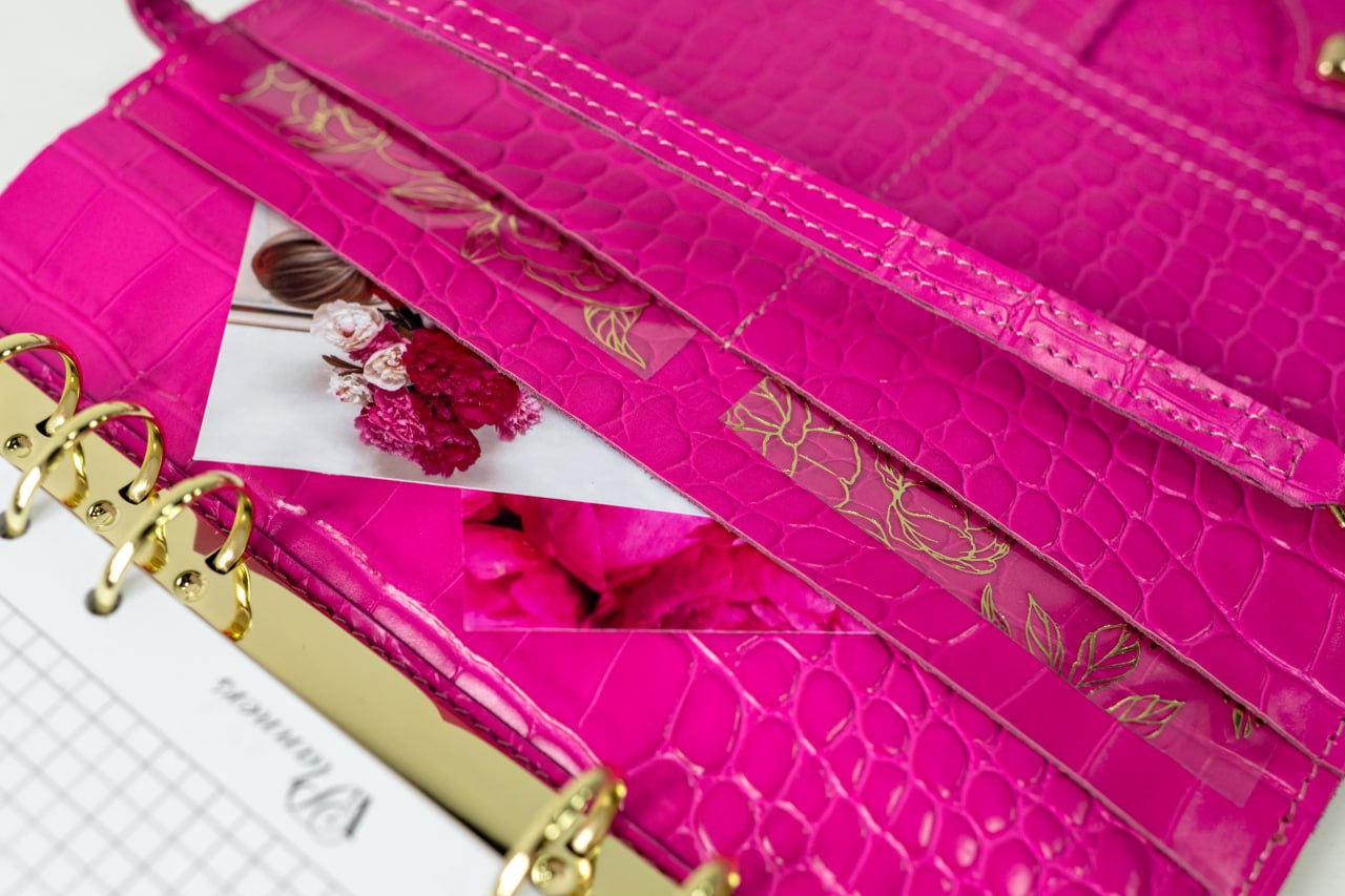 Natural Italian Leather Pink Planner A5, Ringbuch a5, Leather template, A5 ring binder,Binder a5,Leather wallet template,Binder wallet.