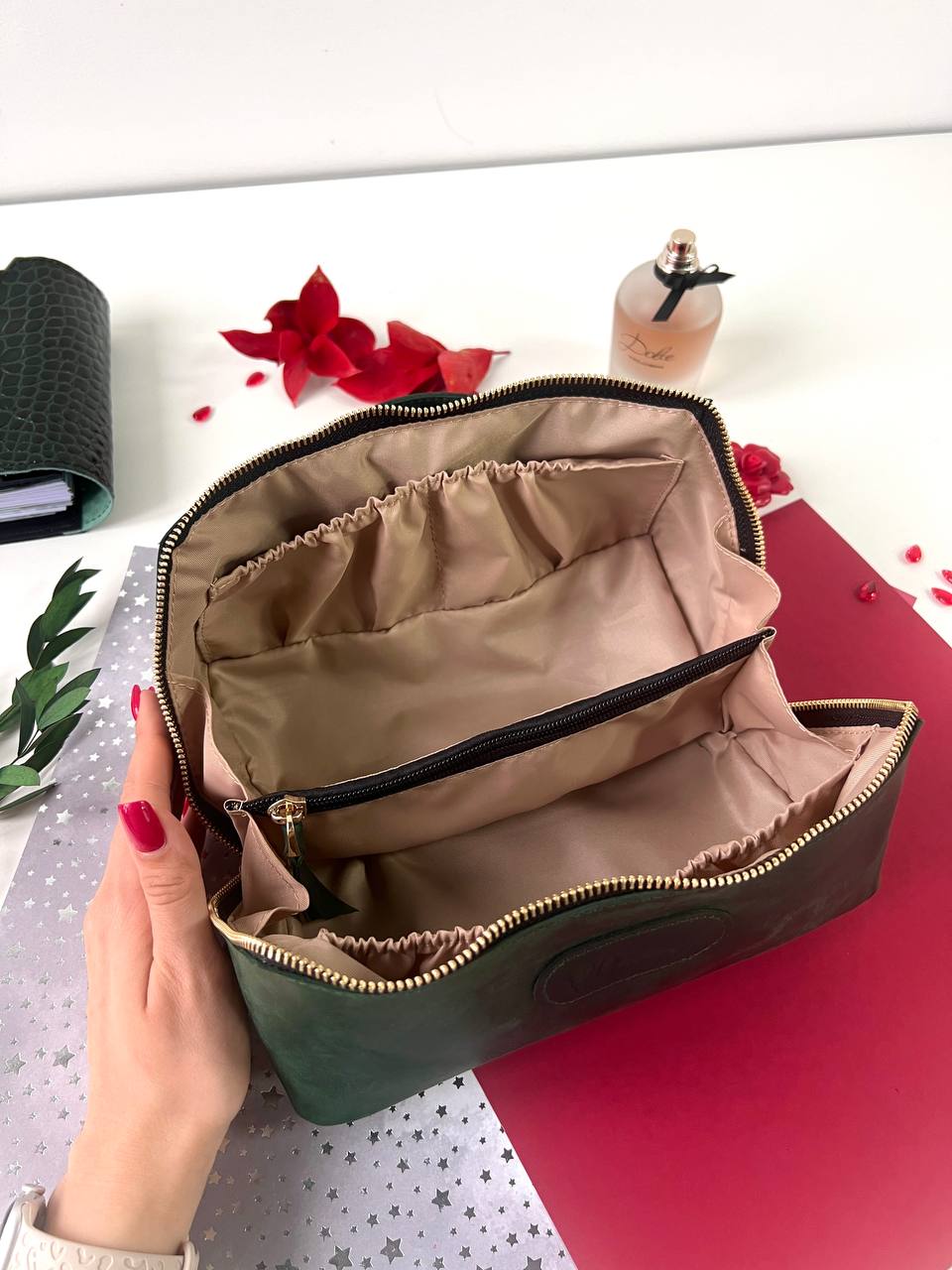 Bridesmaid gifts, Leather makeup bag, Mothers day gift, Personalized gift, Bridesmaid, Gift for her, pink cosmetic bag.