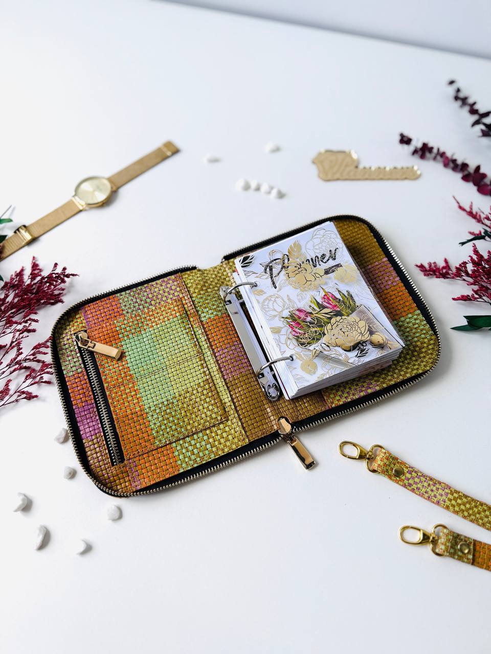 Leather bag mini planner A7, mini planner,personal size, study stationery, passport size notebook, leather wallet binder planner daily.