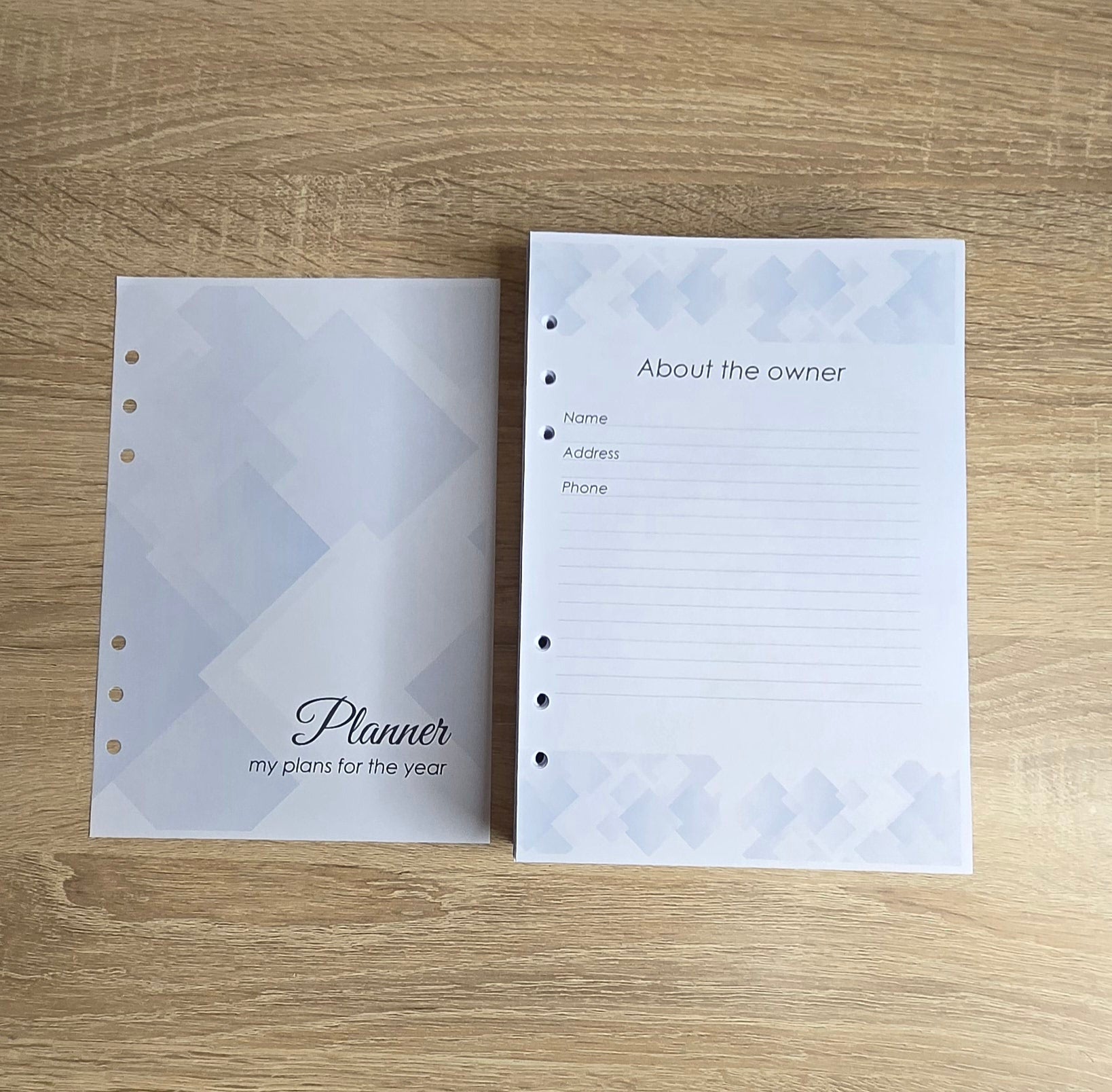 Dated day with time. Printed planner pages, size A5, dated 2025/2026/2027/2028 , dated notebook, many languages.