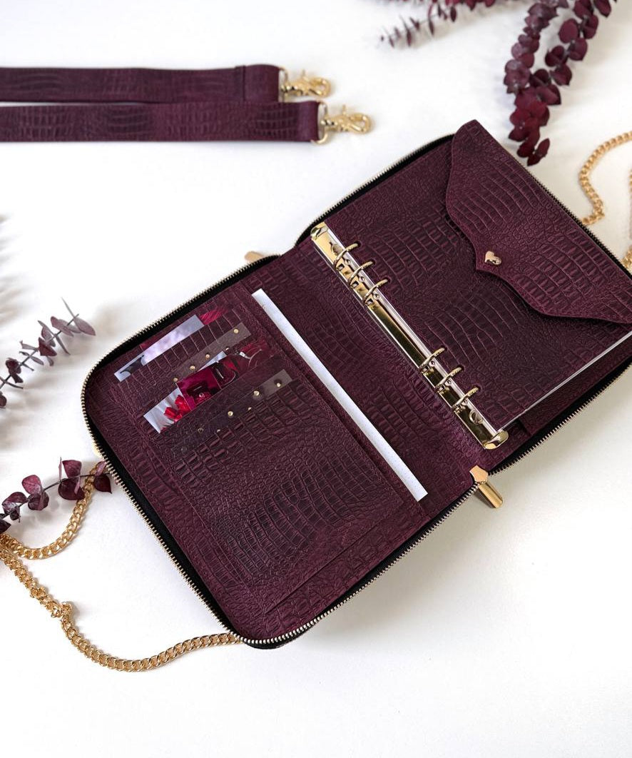 Discover the Perfect Union of Form and Function with Our Burgundy Croc A5 Bag-Planner
