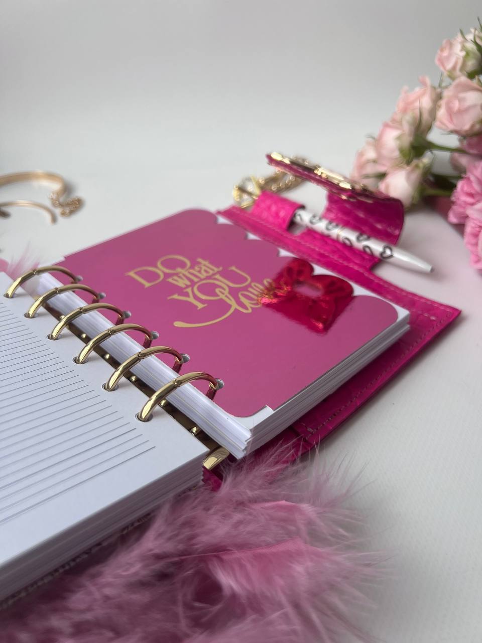 Leather wallet notebook cover mini A7 dated week 2026 big 6 rings binder.