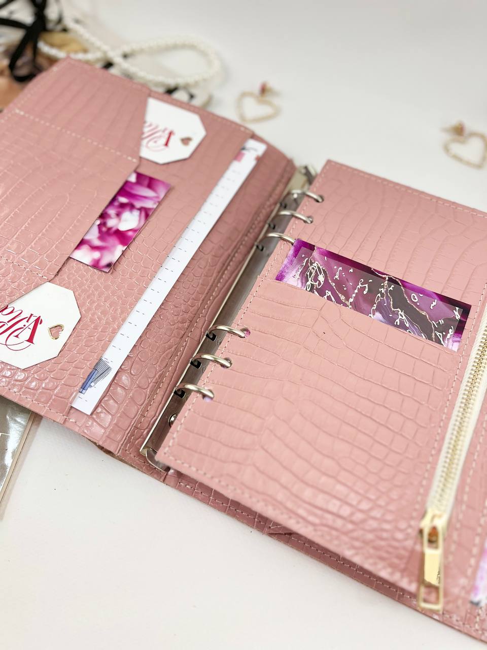 Natural Italian Leather Pink Planner A5, Ringbuch a5, Leather template, A5 ring binder,Binder a5,Leather wallet template,Binder wallet.