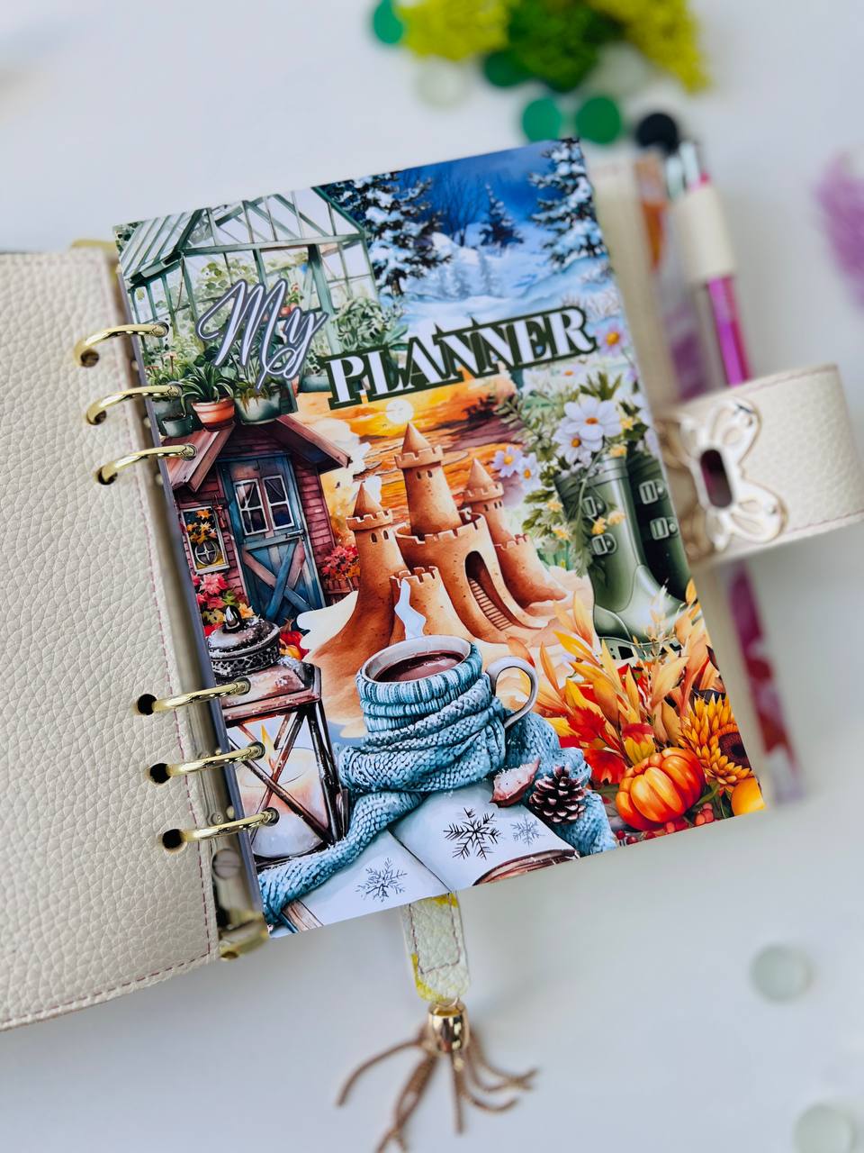 Flowers limited edition Leather Planner cover A5.