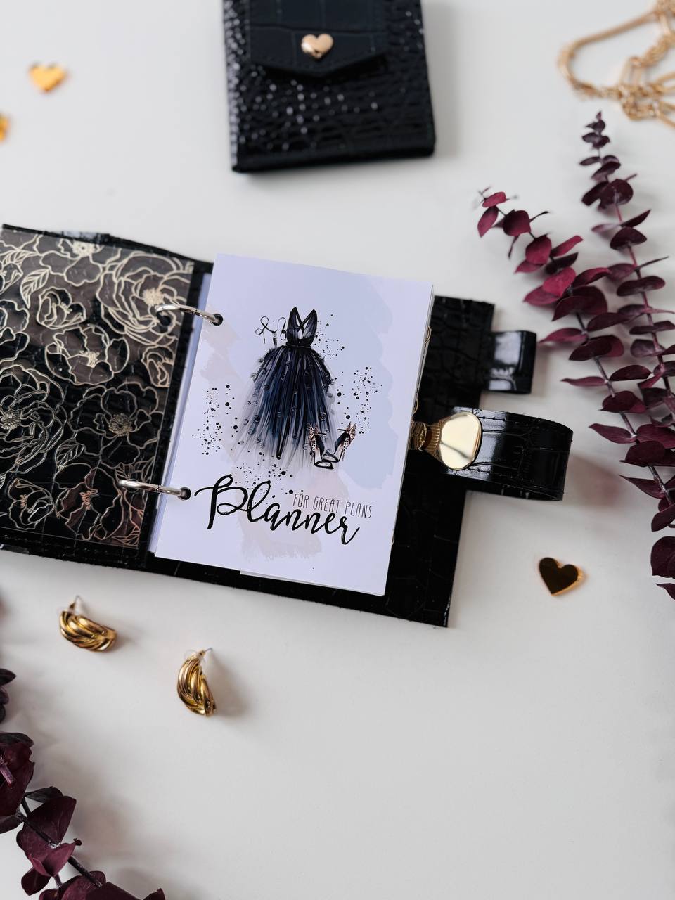 Leather Gift set notebook cover A7 with wallet. Mini notebook with wallet.