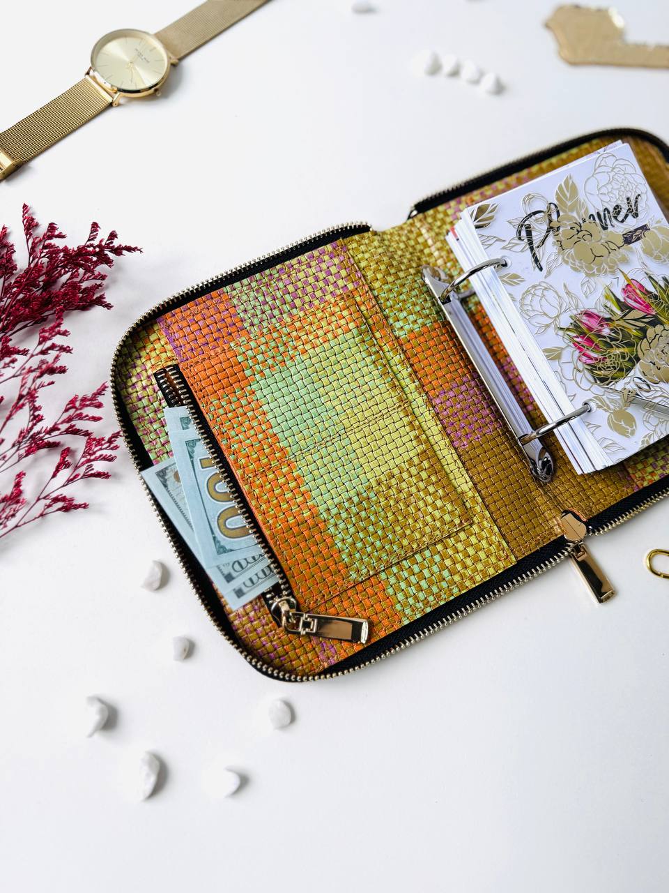 Leather bag mini planner A7, mini planner,personal size, study stationery, passport size notebook, leather wallet binder planner daily.