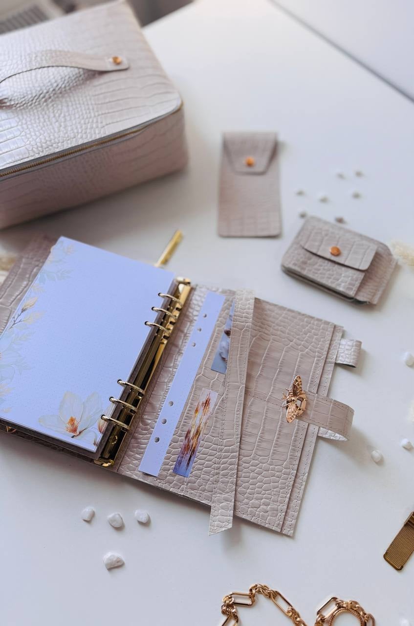 Luxury A5 Planner Organizer Set - Premium Genuine Leather, Crocodile Embossed