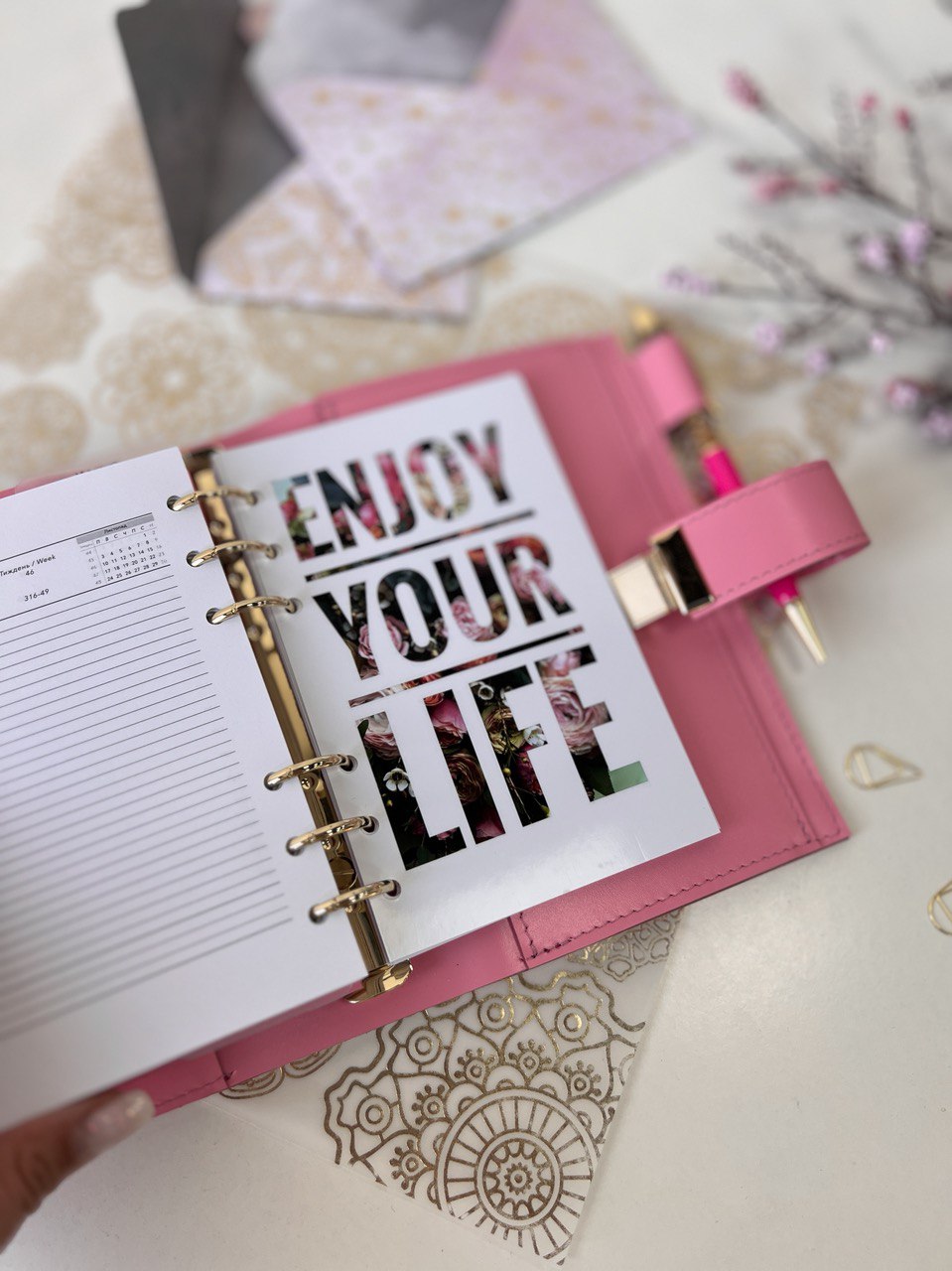 A6 NEW SIZE leather double planner cover binder 6 rings binder, dated planner, leather planner, gift for her, medium size planner. Dated 2026.