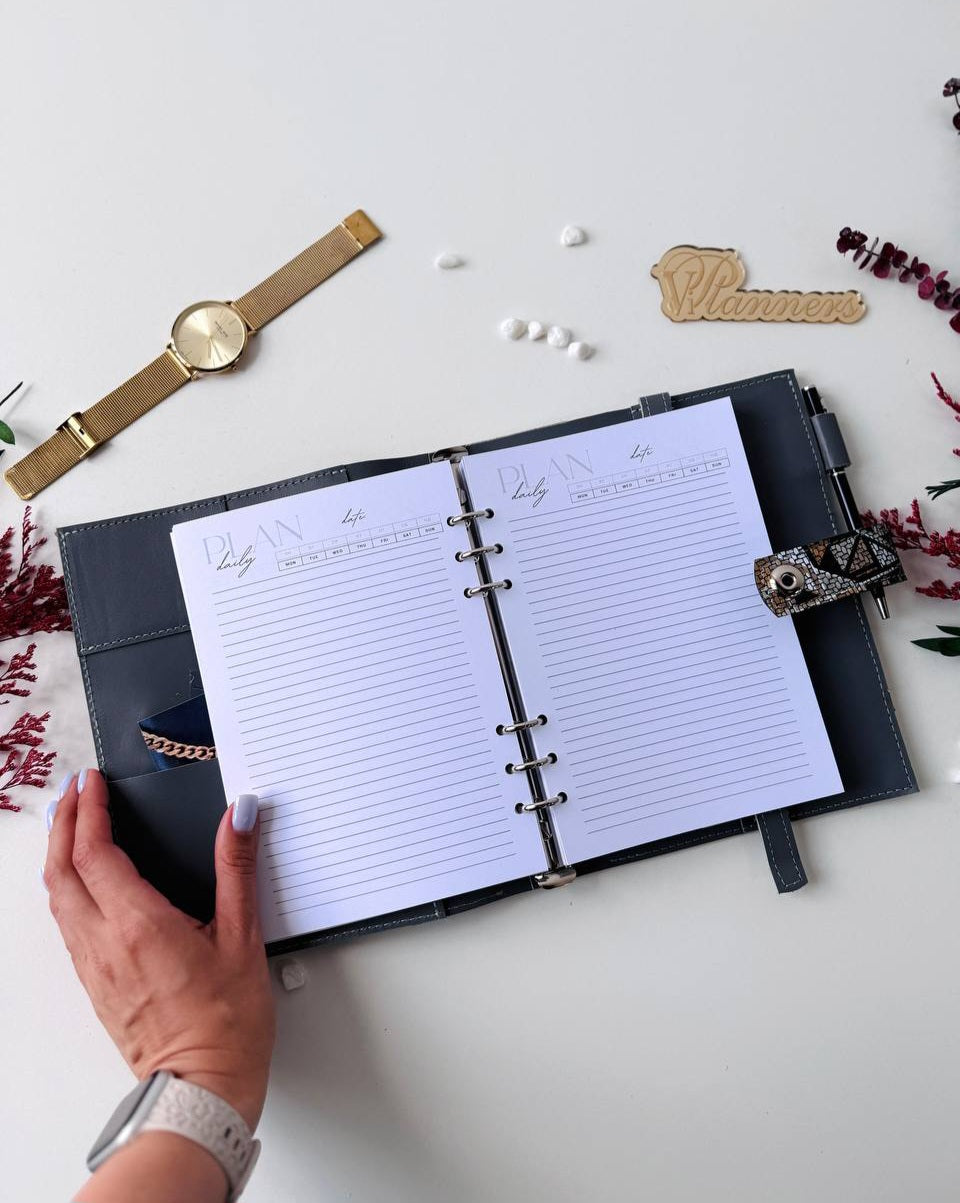 Leather notebook cover A5. Natural Leather Planner A5, Ringbuch a5, Leather template, A5 ring binder