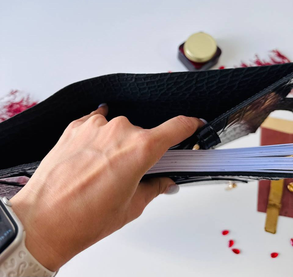 Personalized DATED 2026 horizontal week leather planner big binder A5- cover for documents A4 and A5 format.