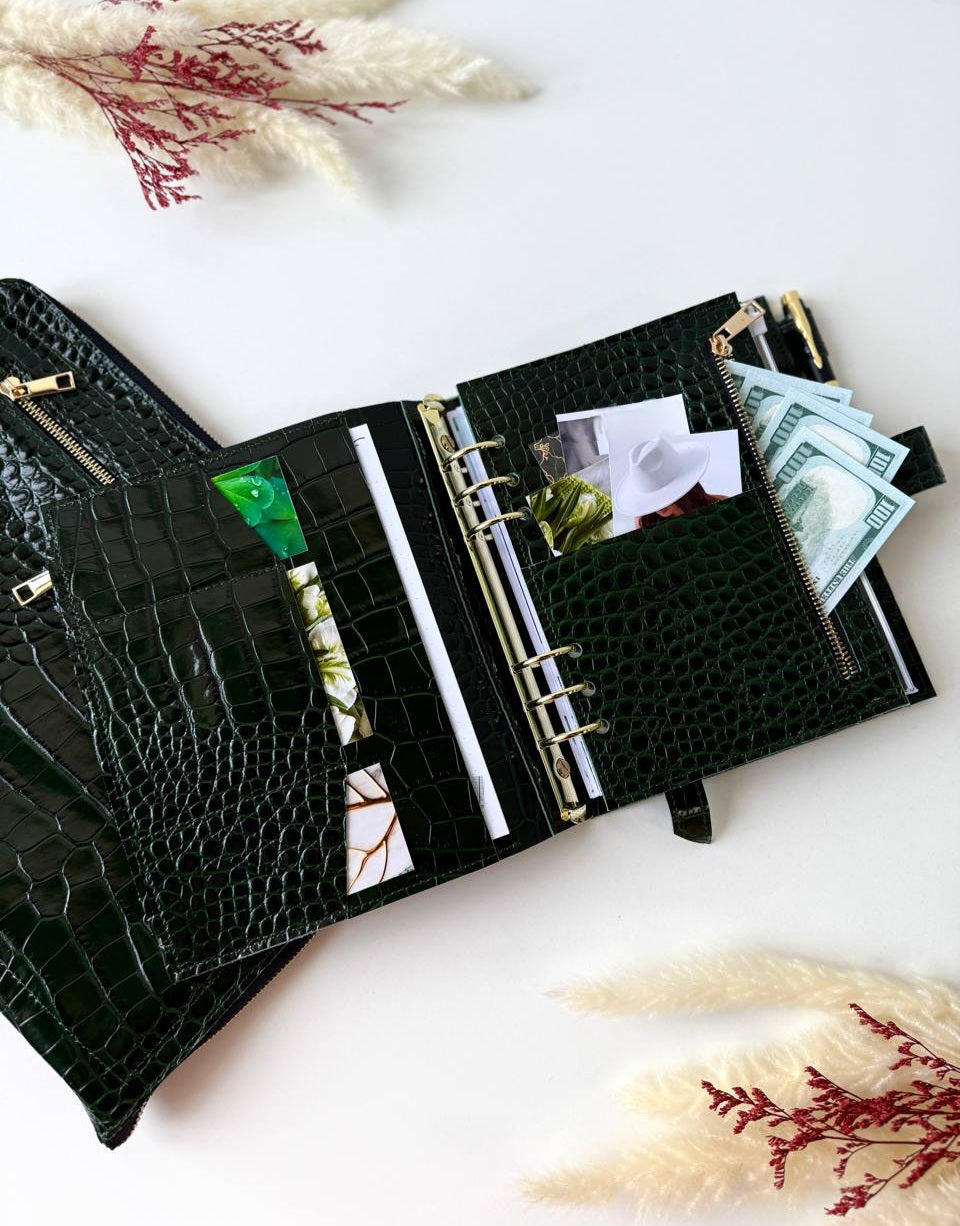 Marble green leather set folder for documents a4 and notebook a5. Together cheaper.