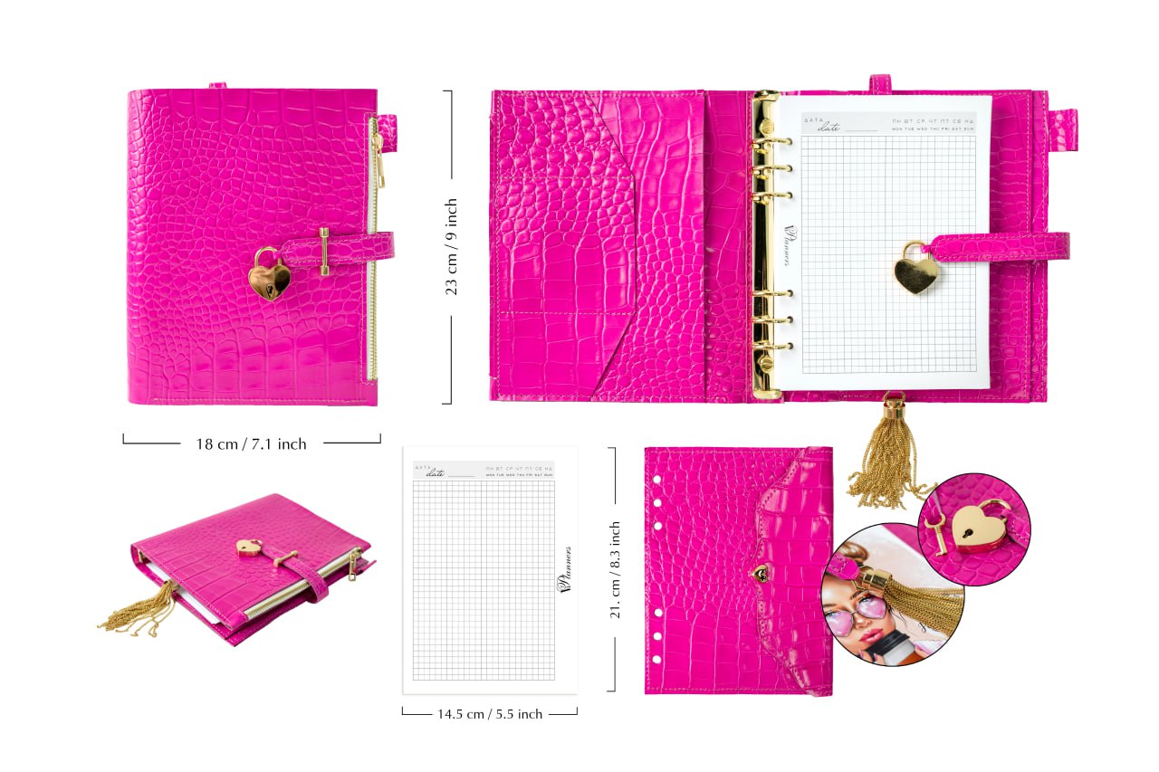 Natural Italian Leather Pink Planner A5, Ringbuch a5, Leather template, A5 ring binder,Binder a5,Leather wallet template,Binder wallet.