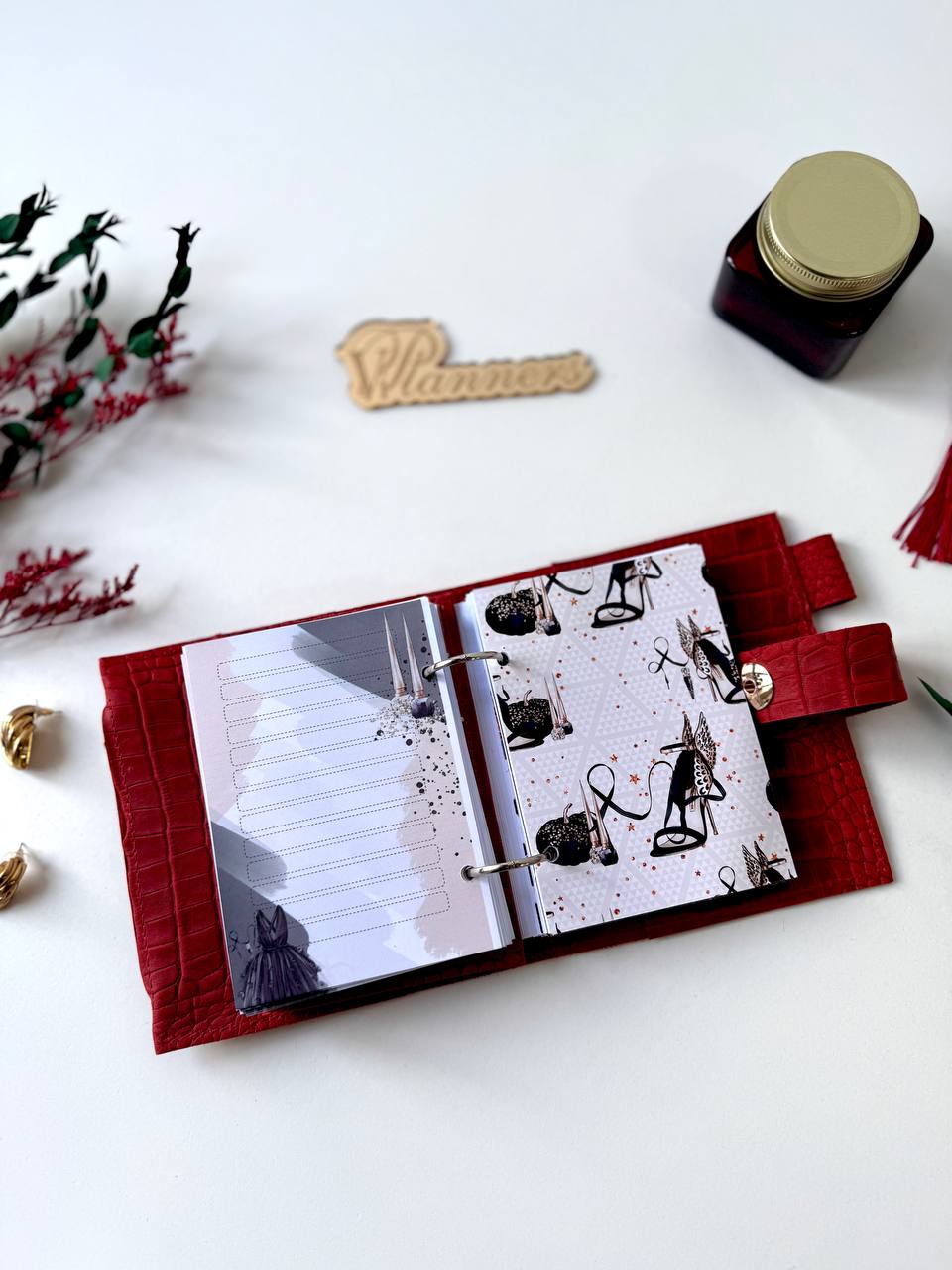 Leather mini notebook cover A7 binder,Planner A7 binder personal passport size, leather planner, planner binder 2 rings, diary for work.