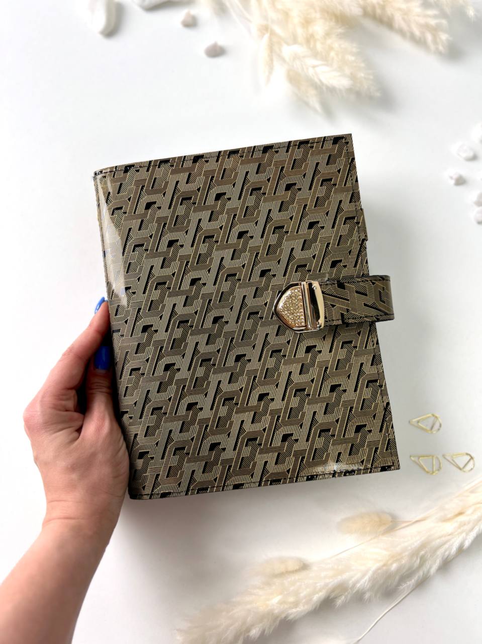 Gold and black 3in1 leather notebook cover A5 just for documents A5 format.