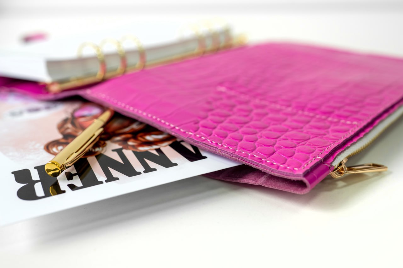 Natural Italian Leather Pink Planner A5, Ringbuch a5, Leather template, A5 ring binder,Binder a5,Leather wallet template,Binder wallet.