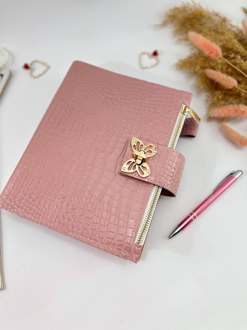 Natural Italian Leather Pink Planner A5, Ringbuch a5, Leather template, A5 ring binder,Binder a5,Leather wallet template,Binder wallet.