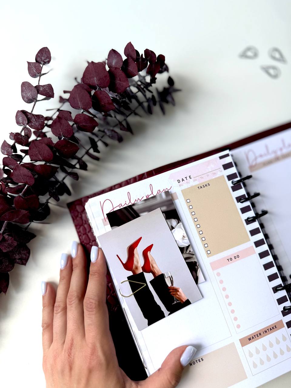 Classeur Agenda en cuir A5 pour documents format A4 et A5, couverture en cuir exclusive en édition limitée pour carnet, agendas couleur bordeaux de l'année.