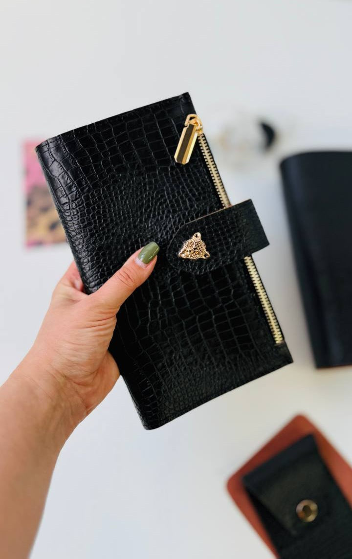 Premium Genuine Leather 4-Piece Business & Travel Set (Black-Brown)