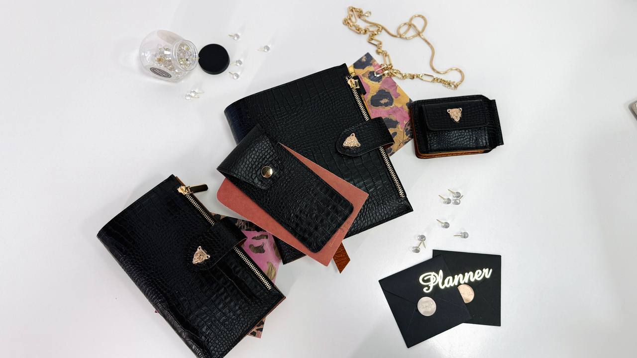 Premium Genuine Leather 4-Piece Business & Travel Set (Black-Brown)