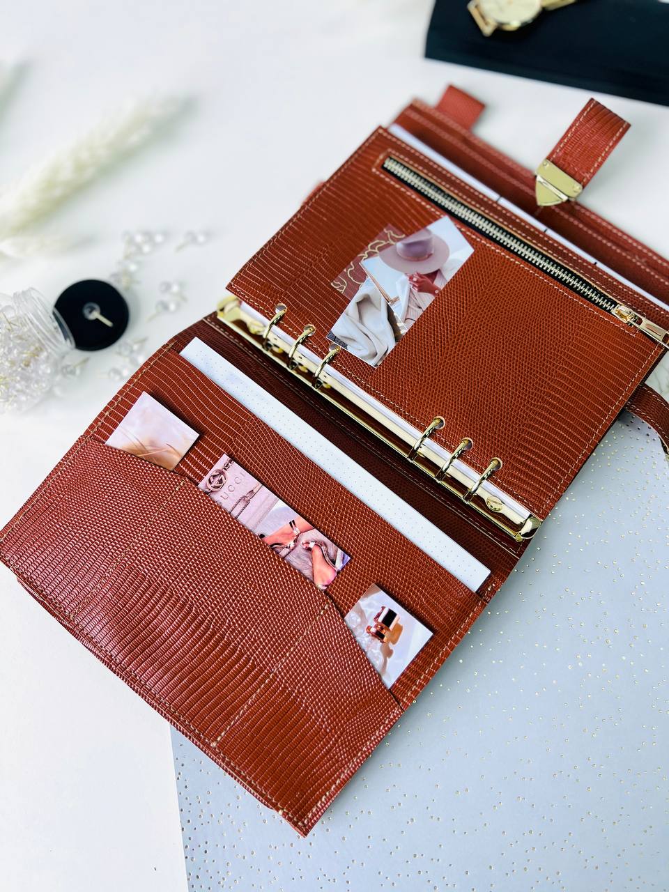 Natural Italian Leather Planner A5, Ringbuch a5, Leather template, A5 ring binder,Binder a5,Leather wallet template,Binder wallet.