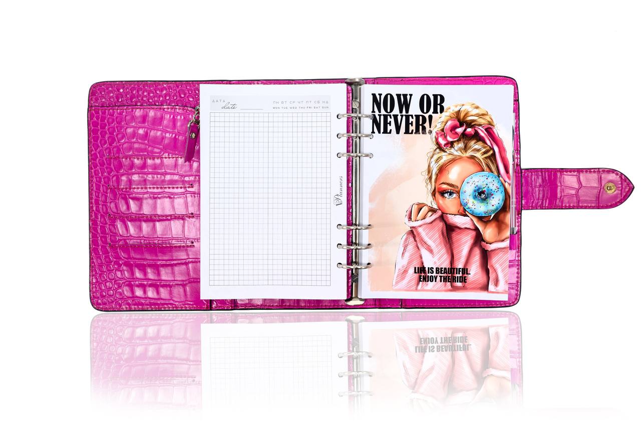 Hot pink Natural Italian Leather Planner A5, gift for her, perfect planner, Ring Planner Agenda A5 Six Ring Planner and Ring Personal Planner.