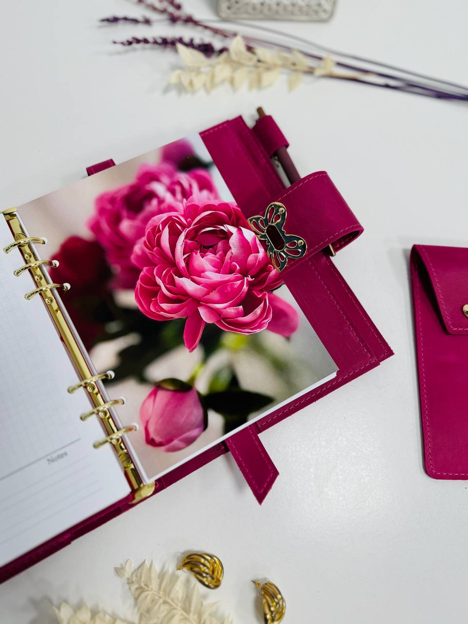 Pink leather planner A5