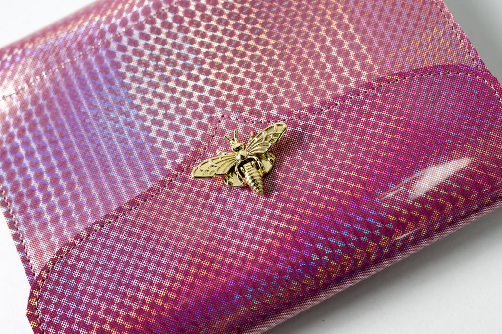 RARE holographic pink leather notebook cover A5. Natural Italian Leather Pink Planner A5, Leather template, A5 ring binder,Binder a5.