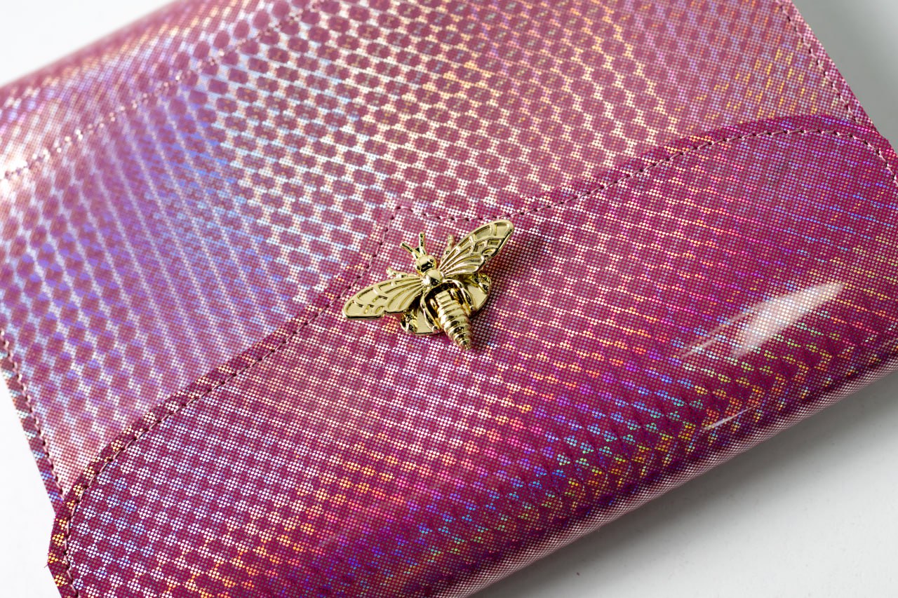 RARE holographic pink leather notebook cover A5. Natural Italian Leather Pink Planner A5, Leather template, A5 ring binder,Binder a5.