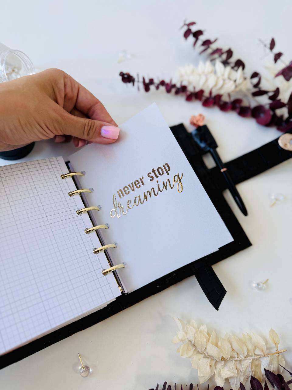 Elegant A7 Daily Planner | Black Crocodile-Embossed Organizer