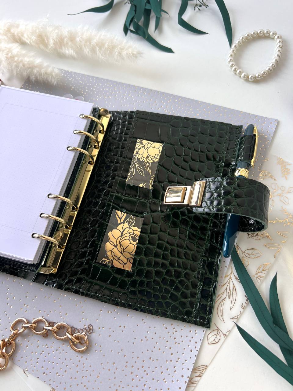 A6 leather double planner cover binder 6 rings binder, dated planner, leather planner, gift for her, medium size planner.