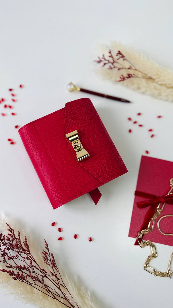 Red Leather mini planner A7 binder.
