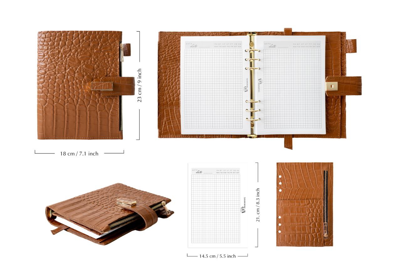 Elegant A5 Brown Leather Notebook Cover