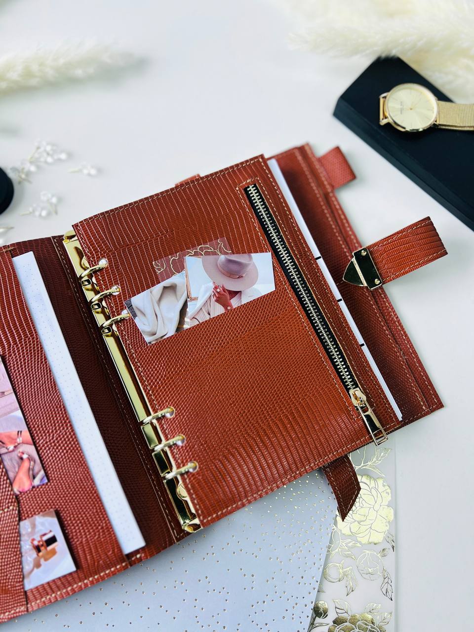 Natural Italian Leather Planner A5, Ringbuch a5, Leather template, A5 ring binder,Binder a5,Leather wallet template,Binder wallet.