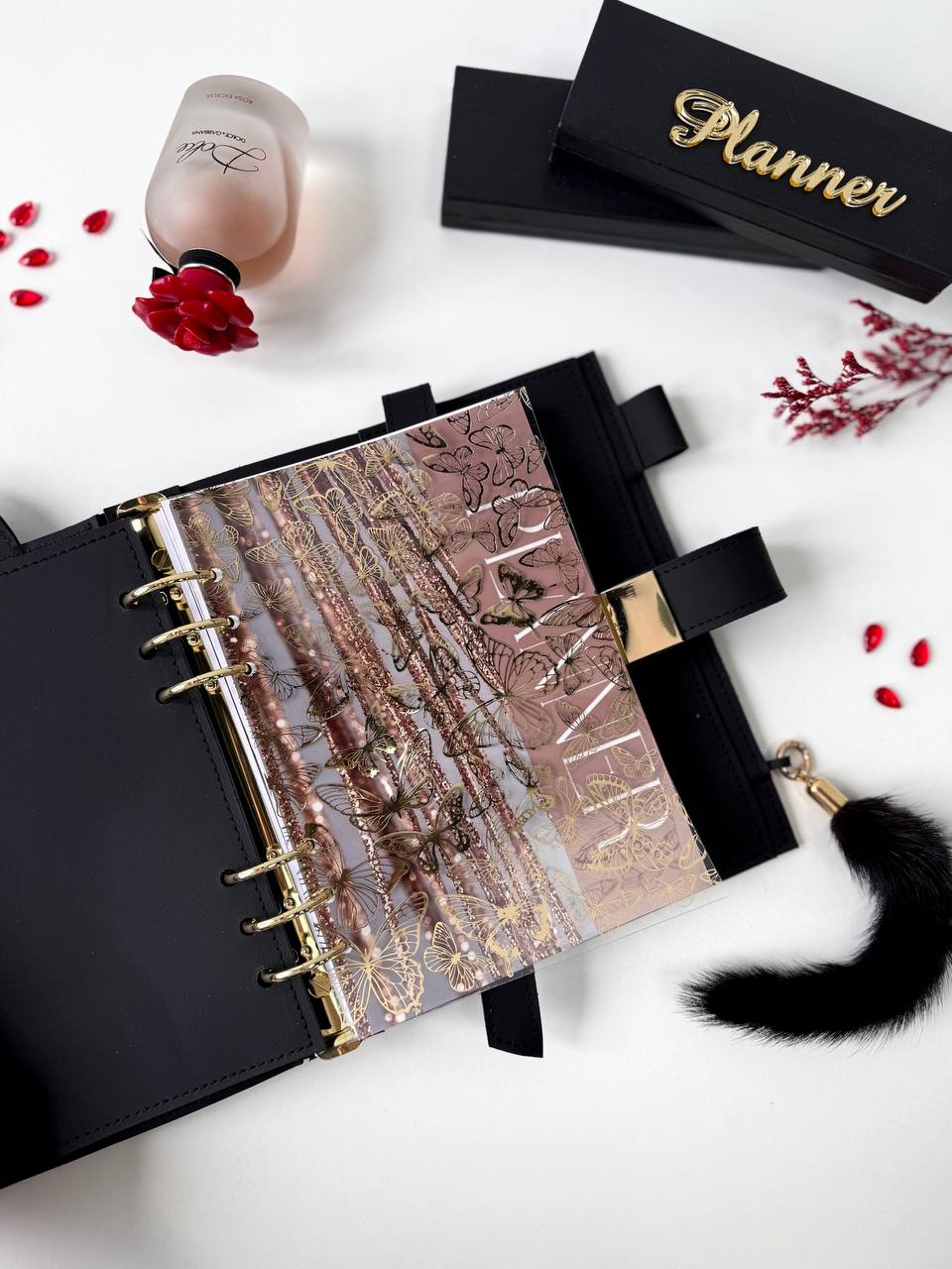 Midnight Luxe: Black & Gold A5 Leather Binder