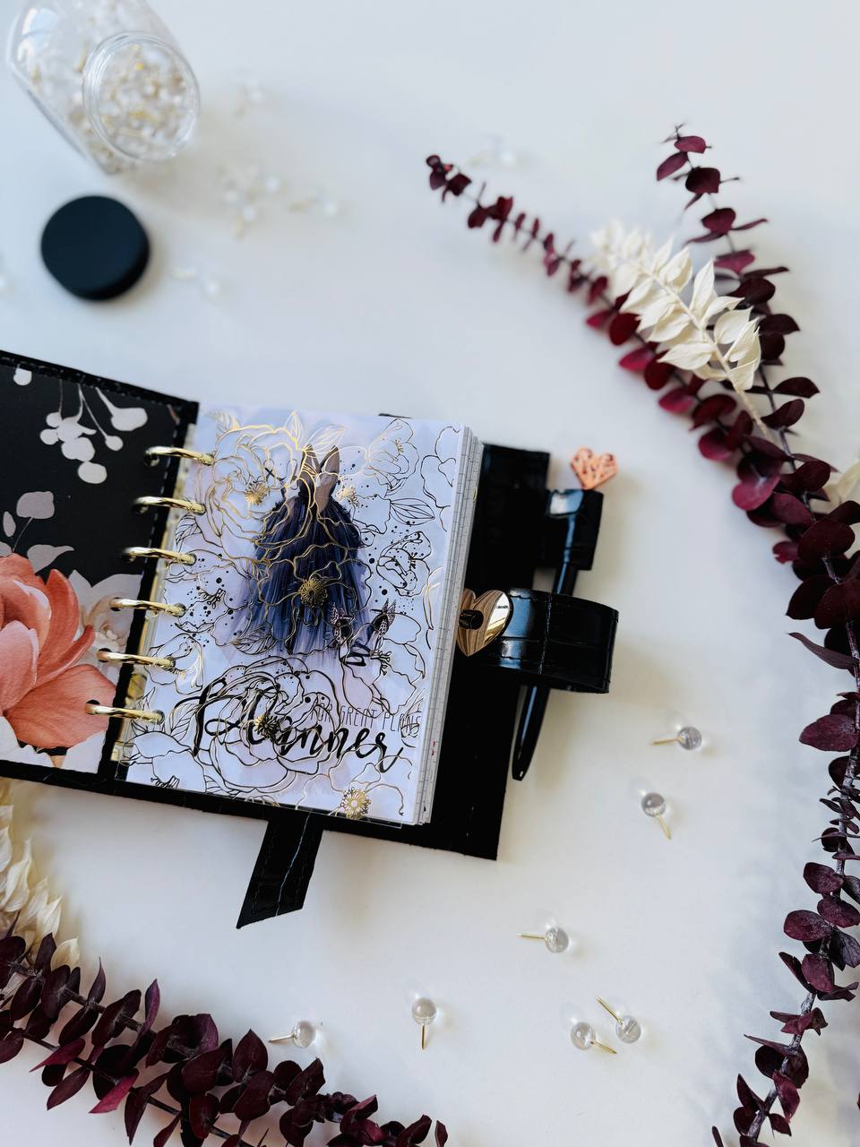 Elegant A7 Daily Planner | Black Crocodile-Embossed Organizer