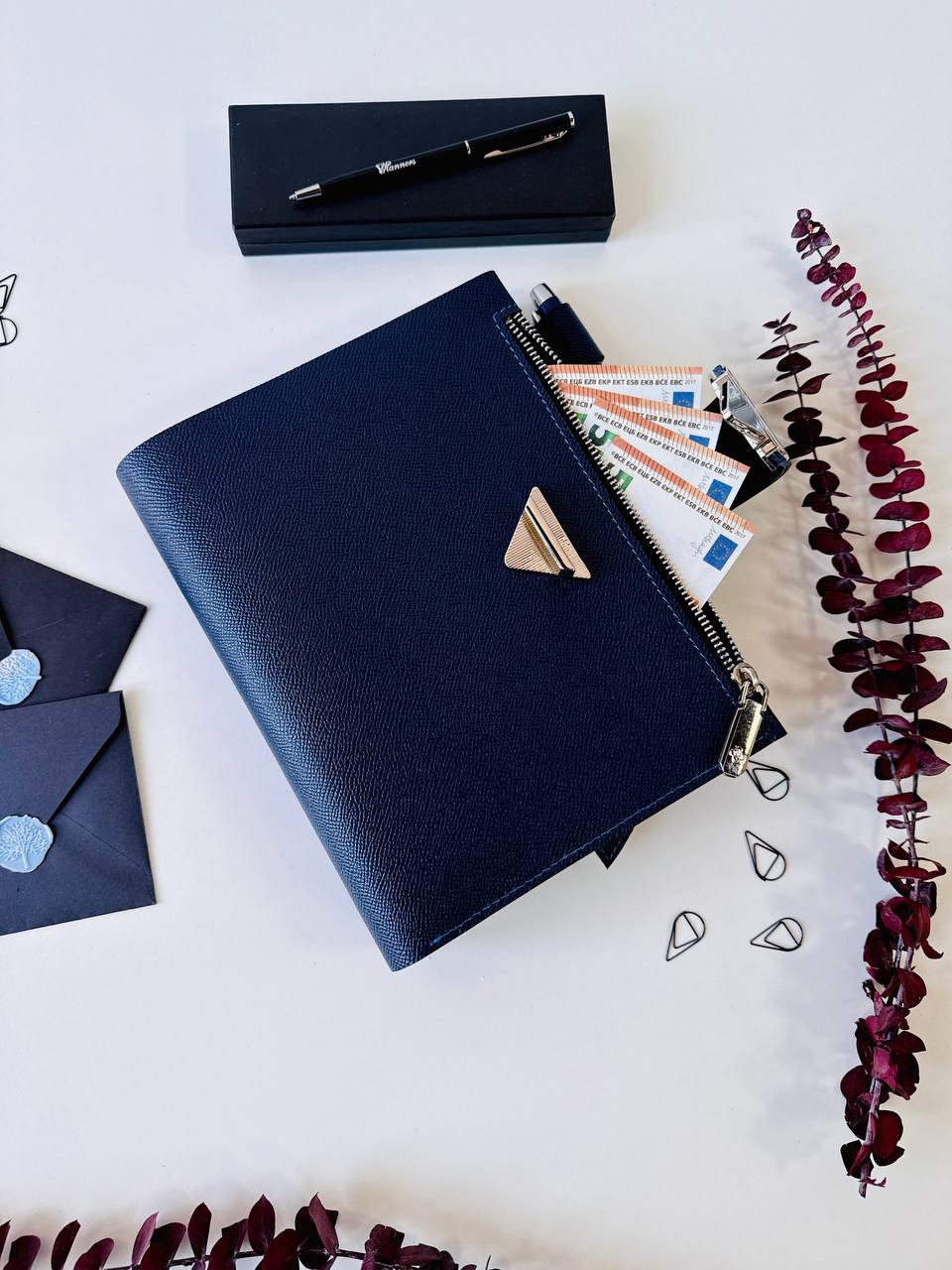 Leather notebook cover A5 for documents A4 and A5 format.