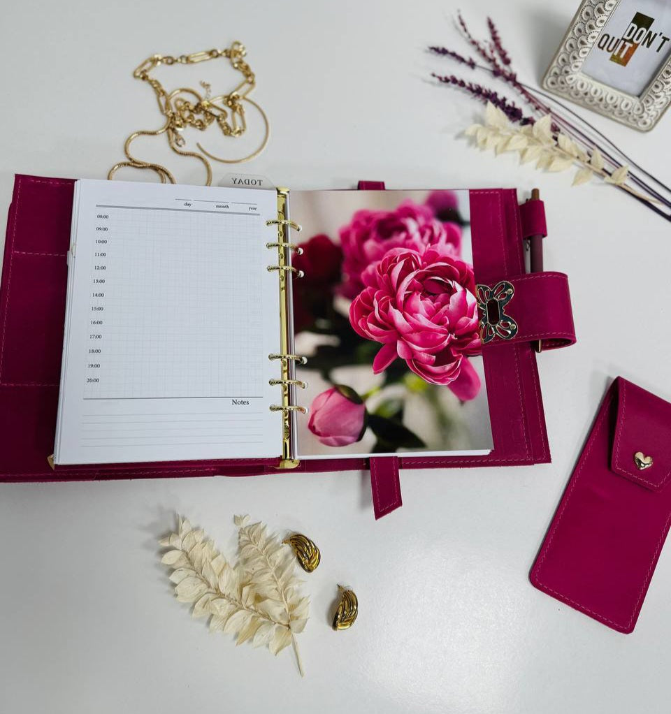 Pink leather planner A5
