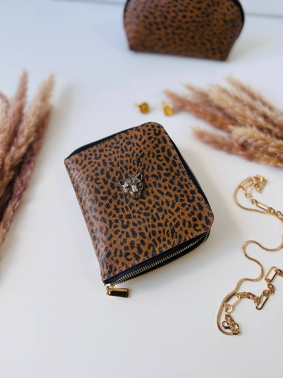 Leopard leather notebook A7 gift set. Limited edition.