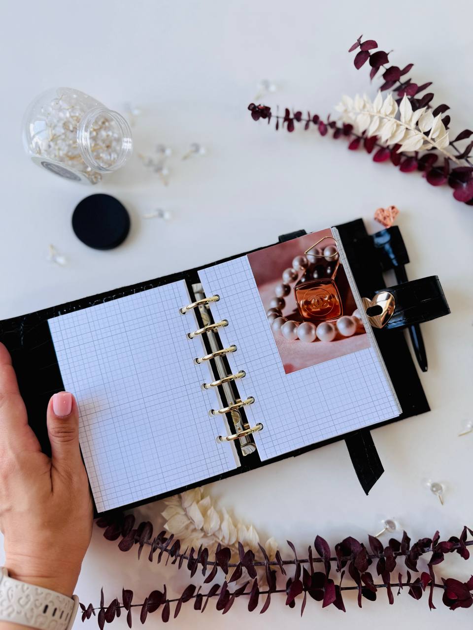 Elegant A7 Daily Planner | Black Crocodile-Embossed Organizer