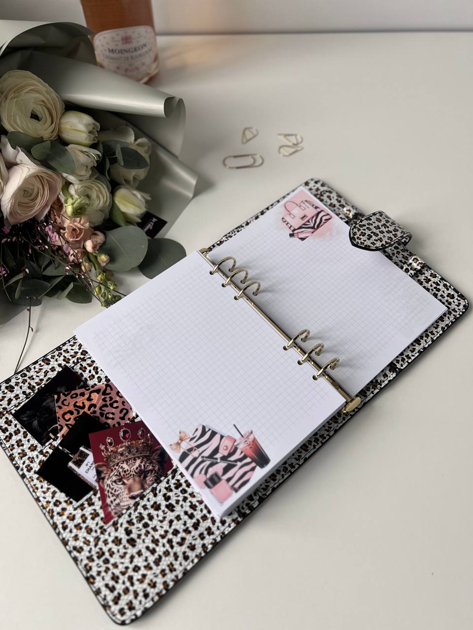 Leopard Leather Planner A5, gift for her, perfect planner, Ring Planner Agenda A5 Six Ring Planner and Ring Personal Planner.
