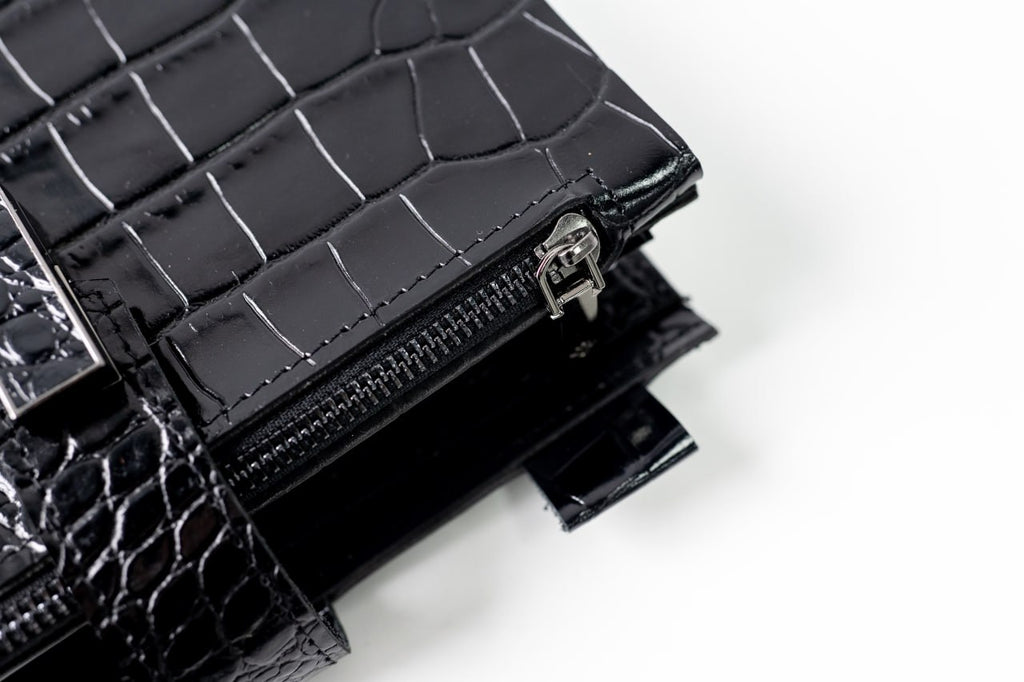 Black croco leather notebook cover A5 for documents A4 and A5 format.
