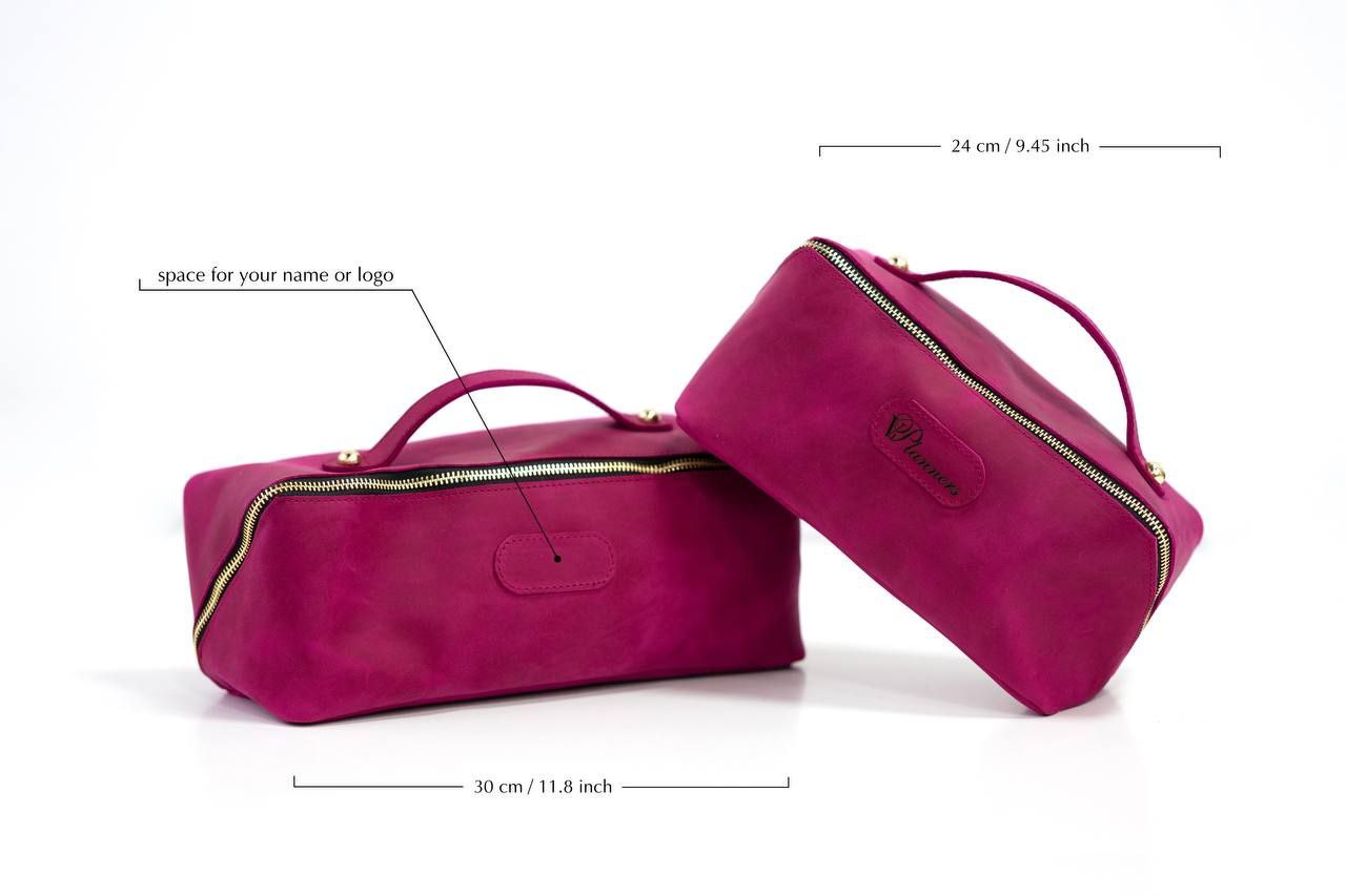 Bridesmaid gifts, Leather makeup bag, Mothers day gift, Personalized gift, Bridesmaid, Gift for her, pink cosmetic bag.