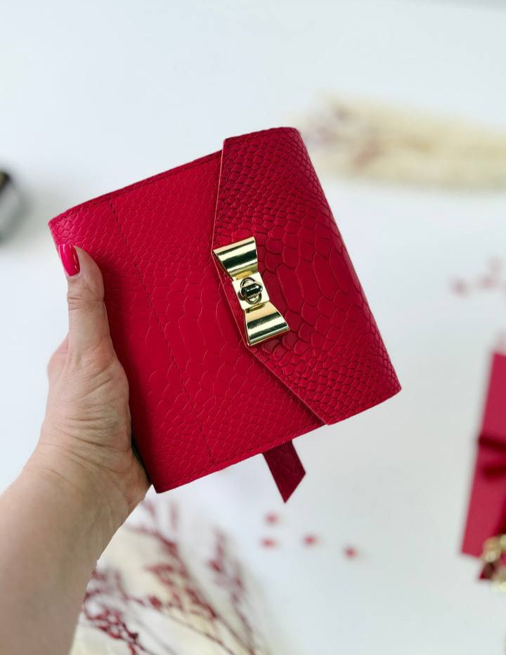 Red Leather mini planner A7 binder.