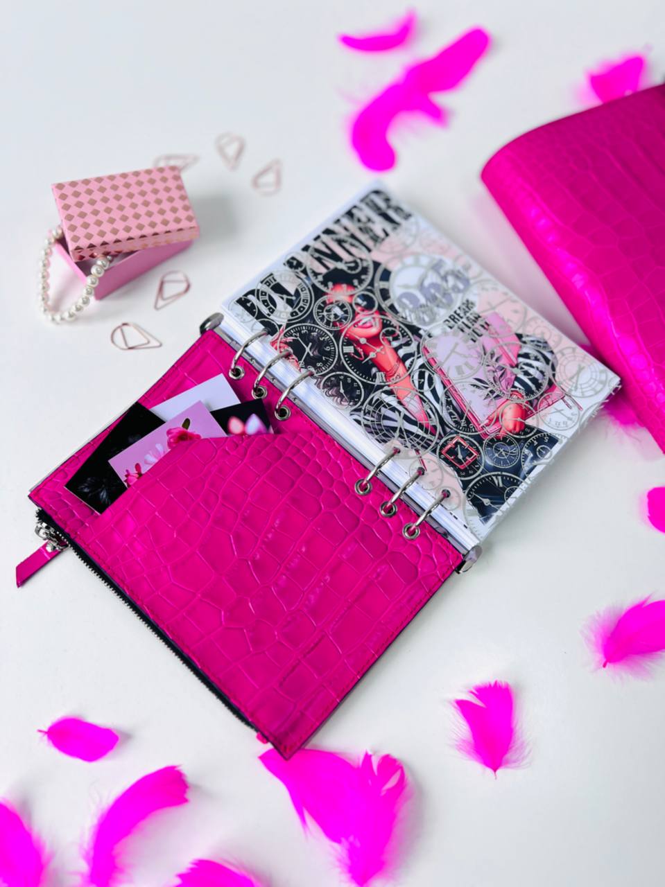 Hot pink Natural Italian Leather Planner A5, gift for her, perfect planner, Ring Planner Agenda A5 Six Ring Planner and Ring Personal Planner.