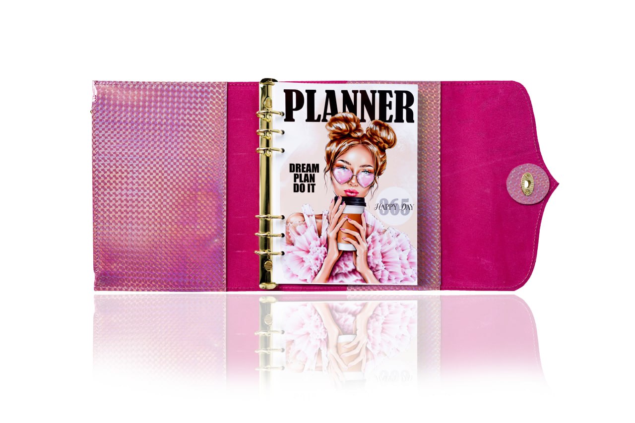 Cyprus, Limassol. RARE holographic pink leather notebook cover A5. Natural Italian Leather Pink Planner A5, Leather template, A5 ring binder,Binder a5.