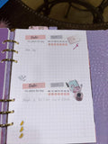 Two days on page. Printed planner pages, size A5.